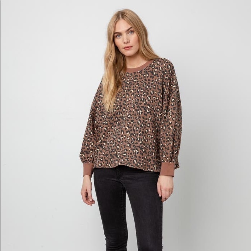 Rails Reeves Sweatshirt Animal Print Brown Size Medium